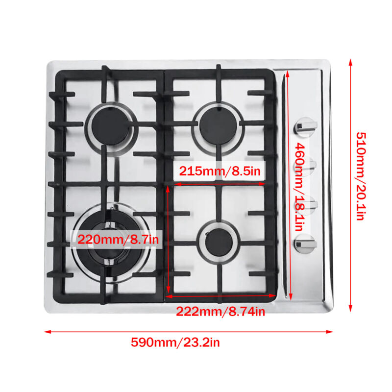 23'' 4 Burners Built-In Stove Top Gas Cooktop LPG/NG Gas Cooking Cooktop Kitchen