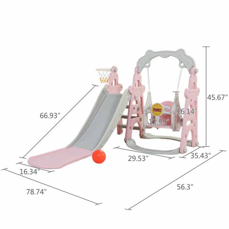 4 in1 Kids Slide and Swing Set Indoor Outdoor Playground Climber Playset Safety