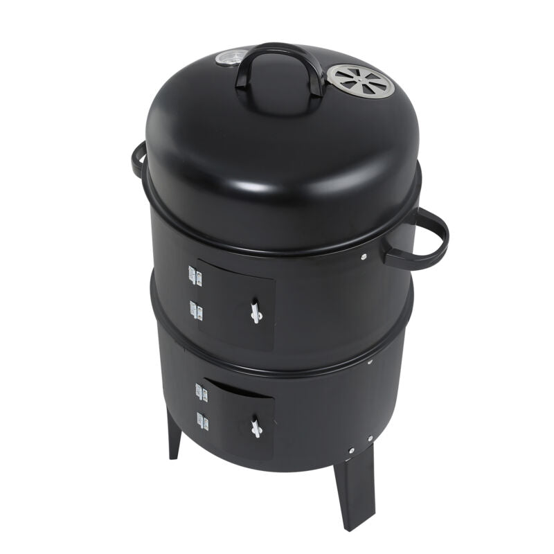 32" Charcoal Smoker Grill BBQ 3IN1 Outdoor Vertical Smoke Portable Meat Cooker