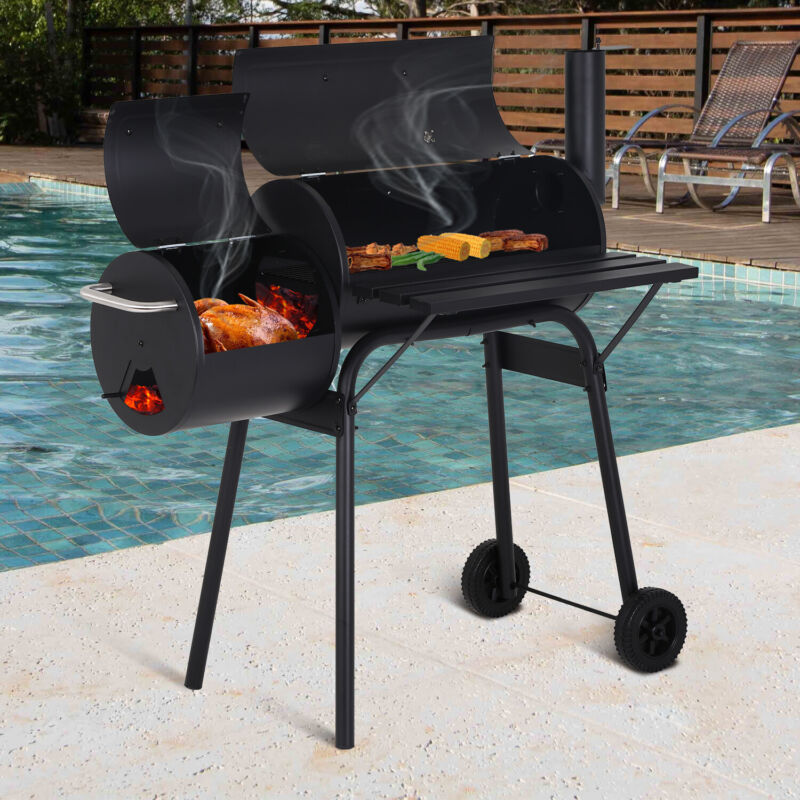 43" BBQ Grill Charcoal Barbecue Pit Outdoor Patio Backyard Meat Cooker Smoker Grill