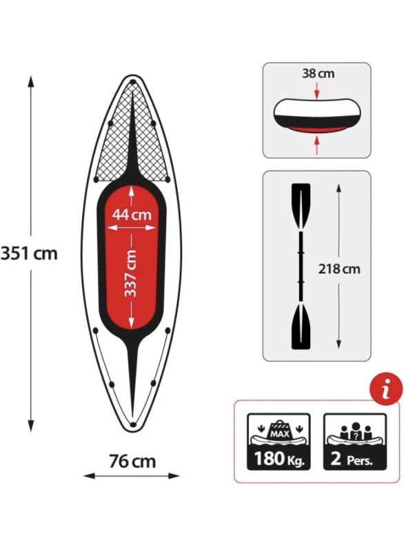 2-Person Inflatable Kayak: Resistant Material, Powerful Pump, Double Air Chamber