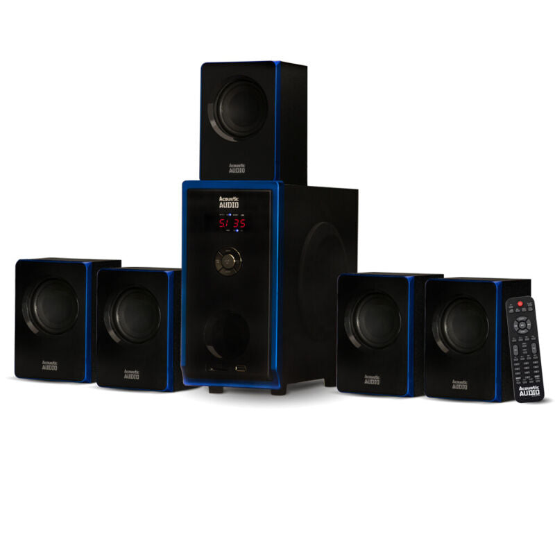 Acoustic Audio 5.1 Bluetooth 6 Speaker System Home Theater Surround Sound NEW