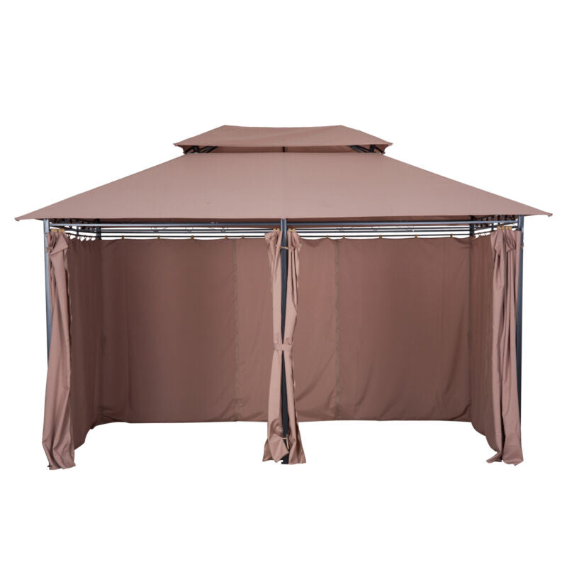 10'x13' Outdoor 2-Tier Vented Canopy Steel Gazebo BBQ Party Tent Shelter Shade