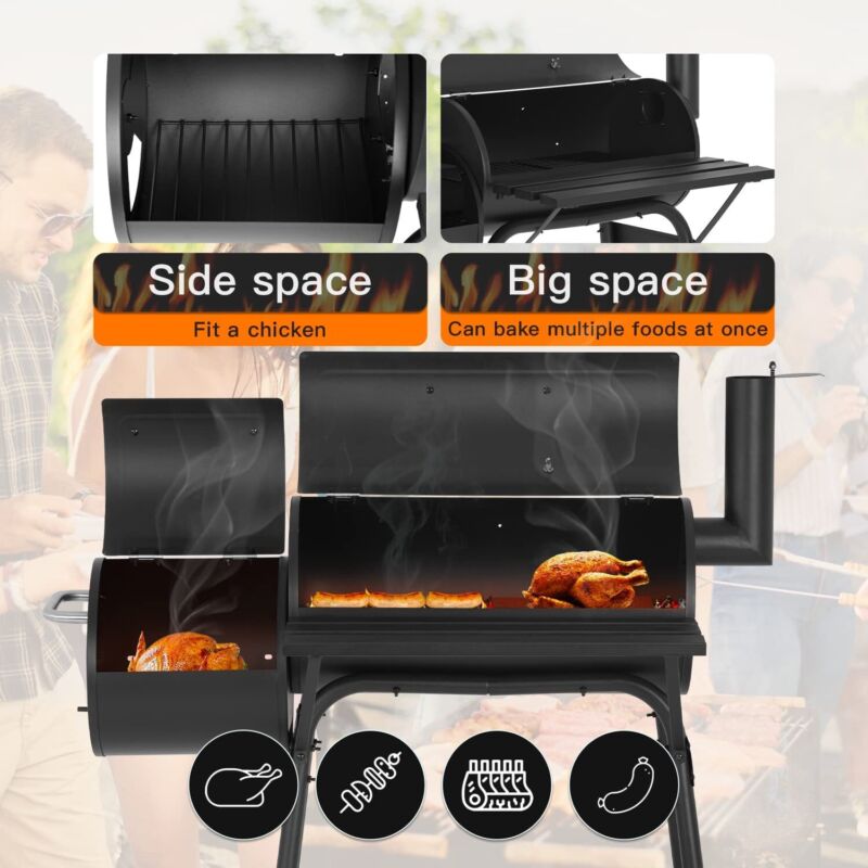 43" BBQ Grill Charcoal Barbecue Pit Outdoor Patio Backyard Meat Cooker Smoker Grill