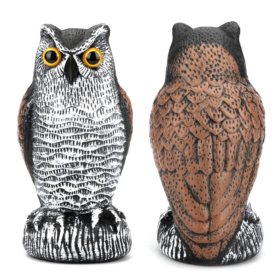 2 Pack Owl Decoy Bird Repeller With Rotating Head