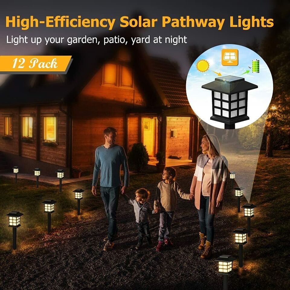 12-Pack Solar Pathway Lights Outdoor