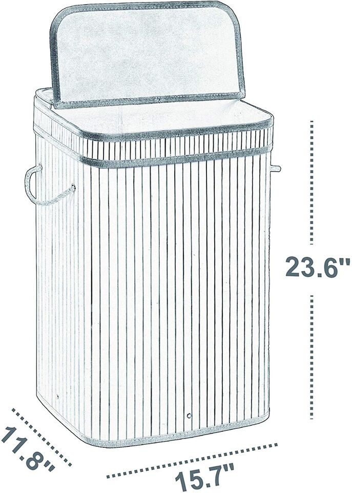 72L Folding Bamboo Laundry Hamper with Lid and Removable Liner