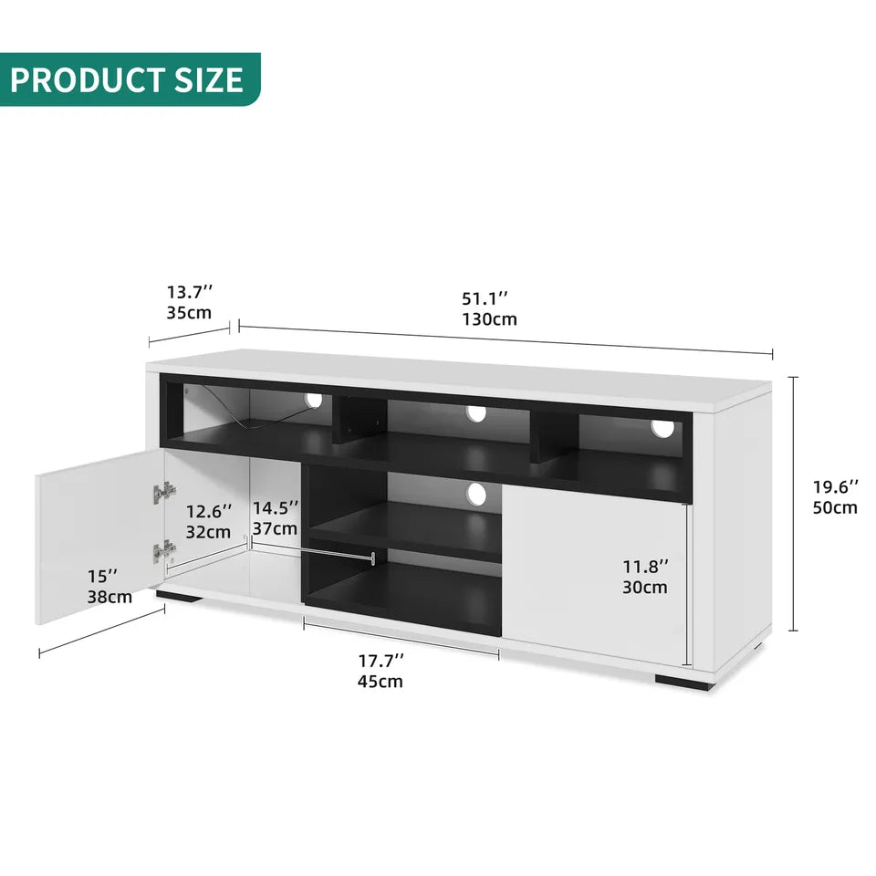 White Gloss TV Stand With Led Lights