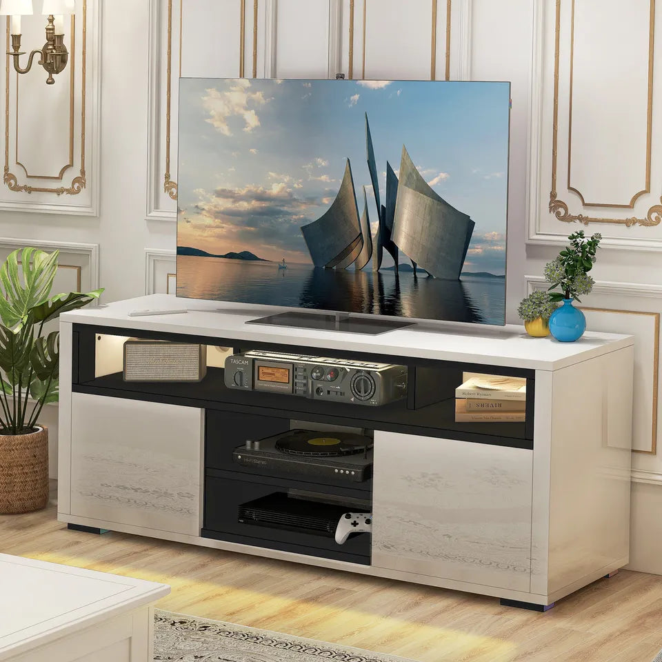 White Gloss TV Stand With Led Lights