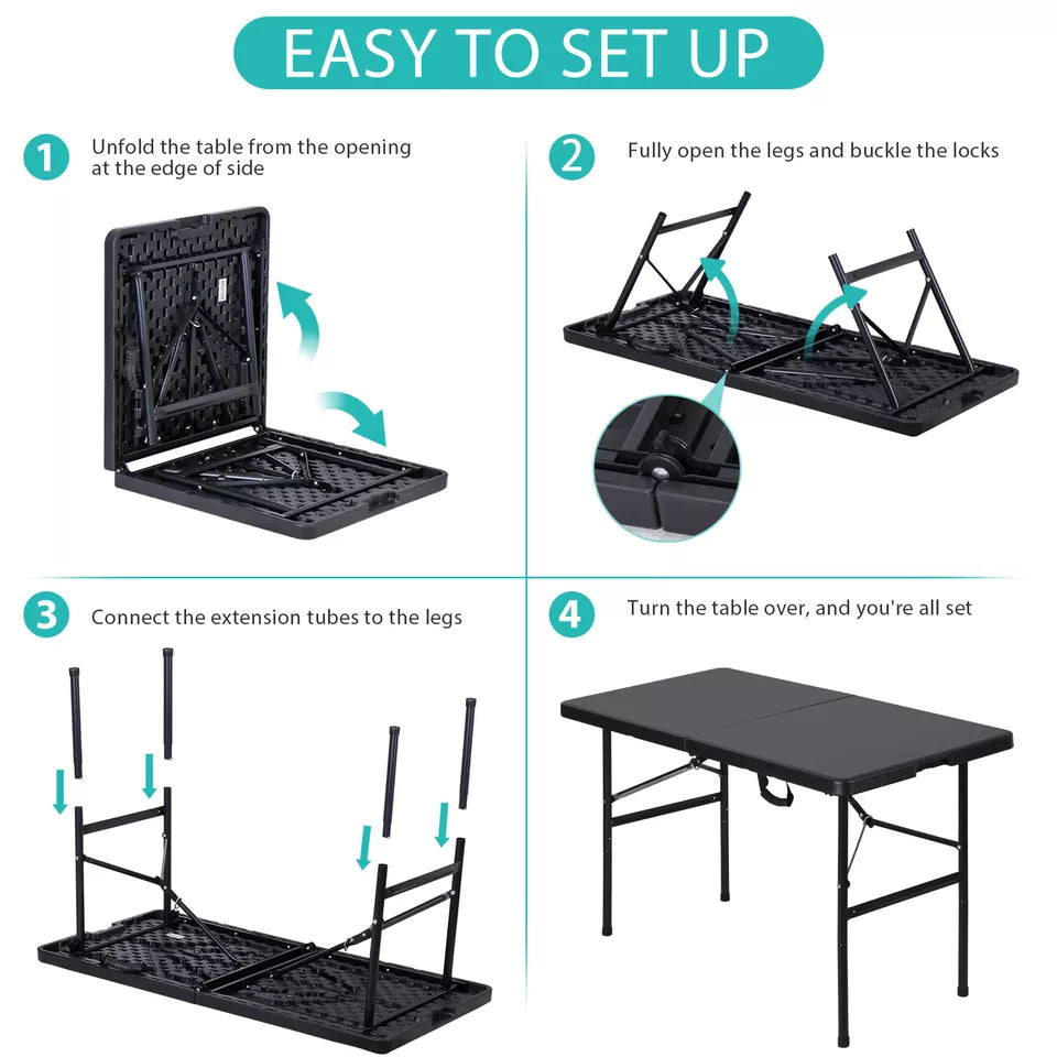 4 FT Folding Table for Party Dining In/Outdoor